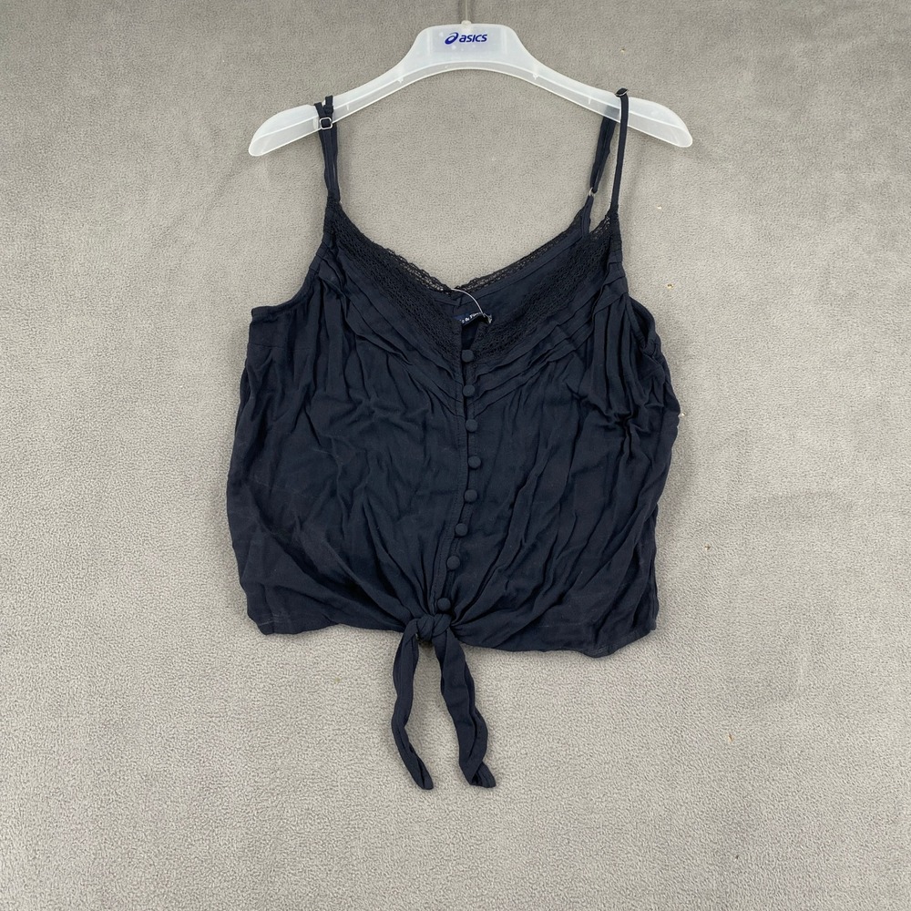 Abercrombie & Fitch Black Lace Trim Tie Front Cami Top Small NWT